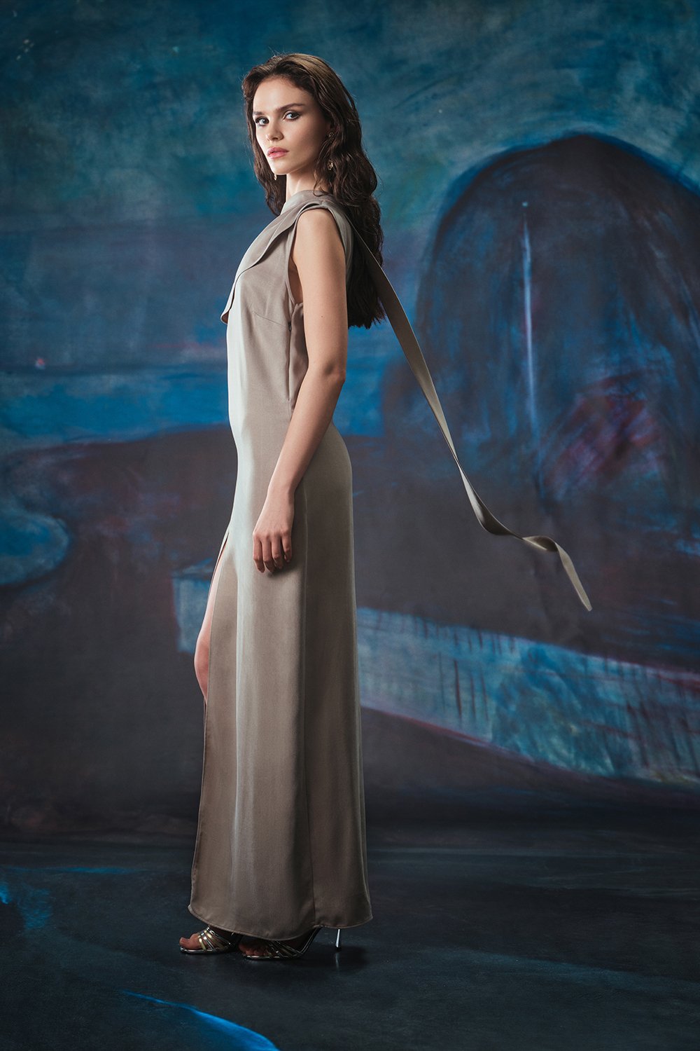 Towdoo-Star Elbise - Açık Gri-Elbise-3-Milagron.com