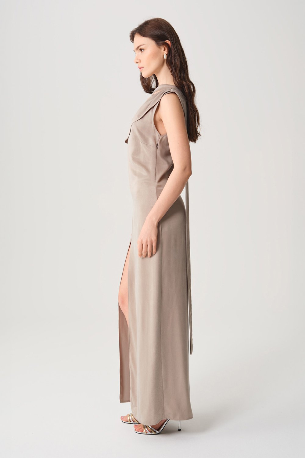 Towdoo-Star Elbise - Açık Gri-Elbise-7-Milagron.com