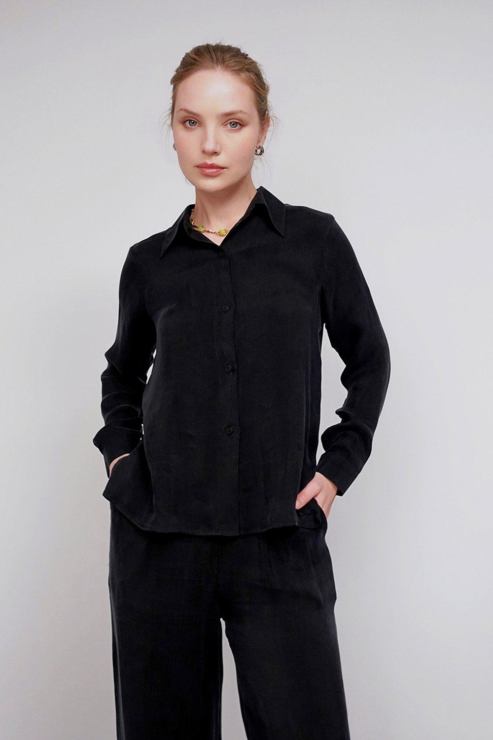 Towdoo-Sun Klasik Gömlek - Siyah-Gömlek-2-Milagron.com