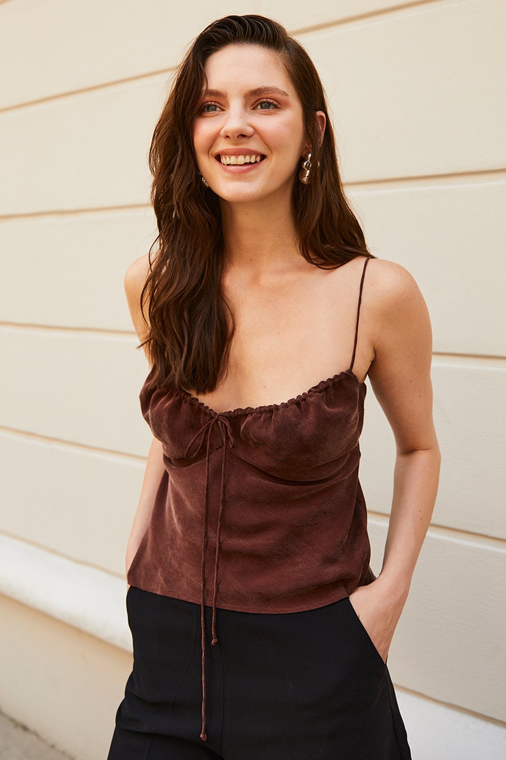 Towdoo-Sunflower – İp Askılı Bluz - Kahve-Bluz-10-Milagron.com