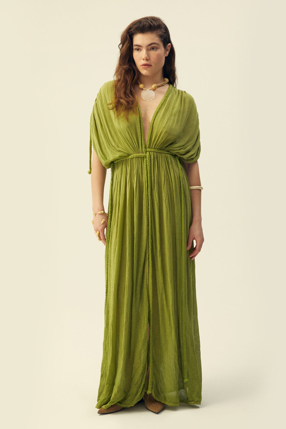 Towdoo-Theano Kimono Elbise – Yeşil-Elbise-1-Milagron.com