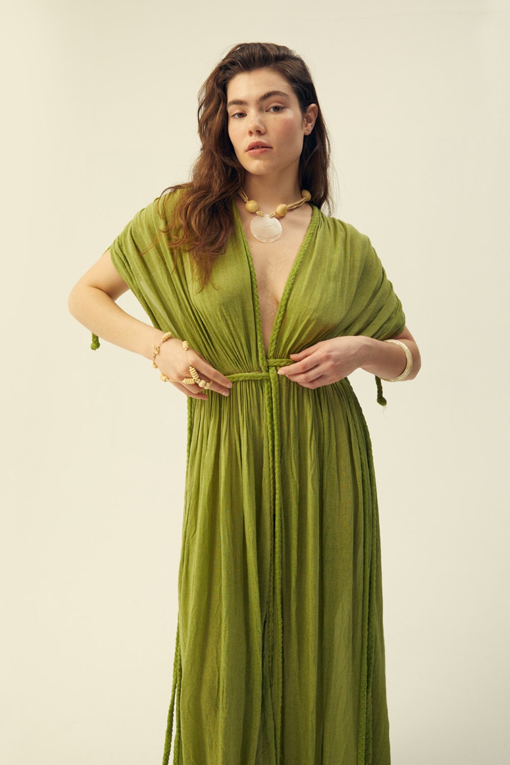 Towdoo-Theano Kimono Elbise – Yeşil-Elbise-3-Milagron.com