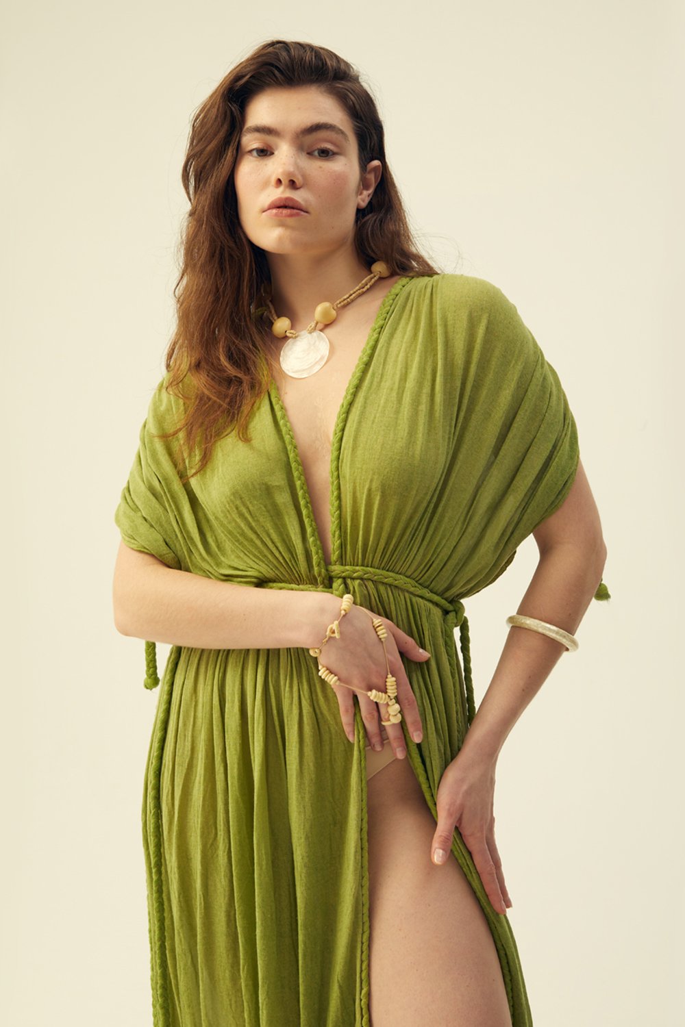 Towdoo-Theano Kimono Elbise – Yeşil-Elbise-4-Milagron.com