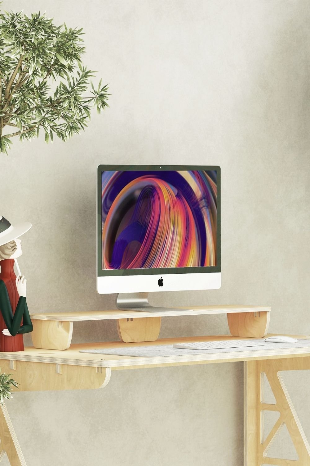 Tufetto-Nita Ahşap Monitör Standı-Ekran Yükseltici-6-Milagron.com