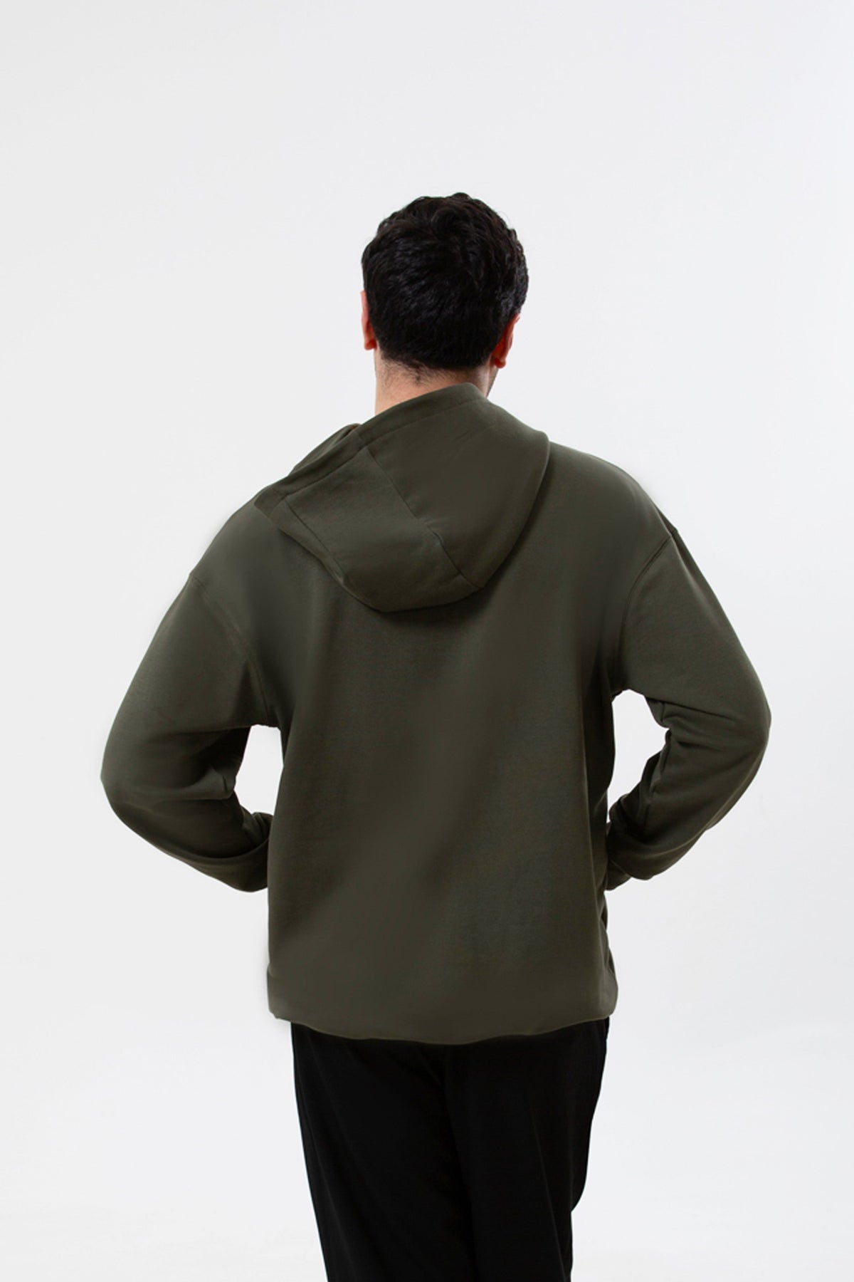 Kapüşonlu Organik Pamuklu Erkek Haki Sweatshirt