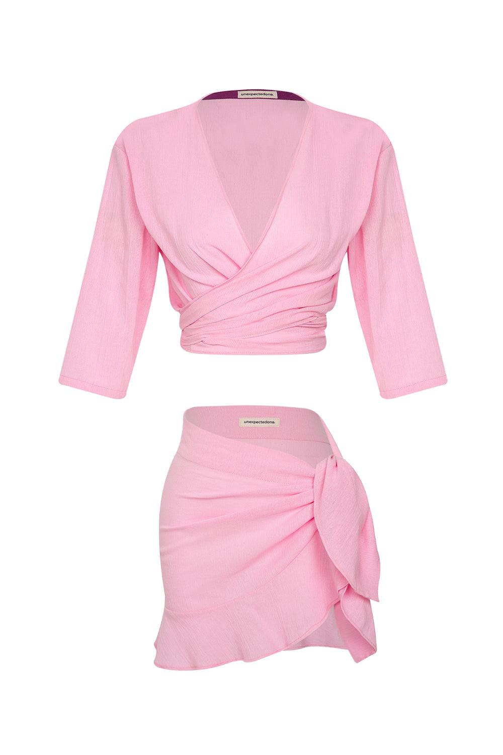 Unexpectedone-Flirt Me To The Moon Gömlek - Etek Pink-Etek-2-Milagron.com