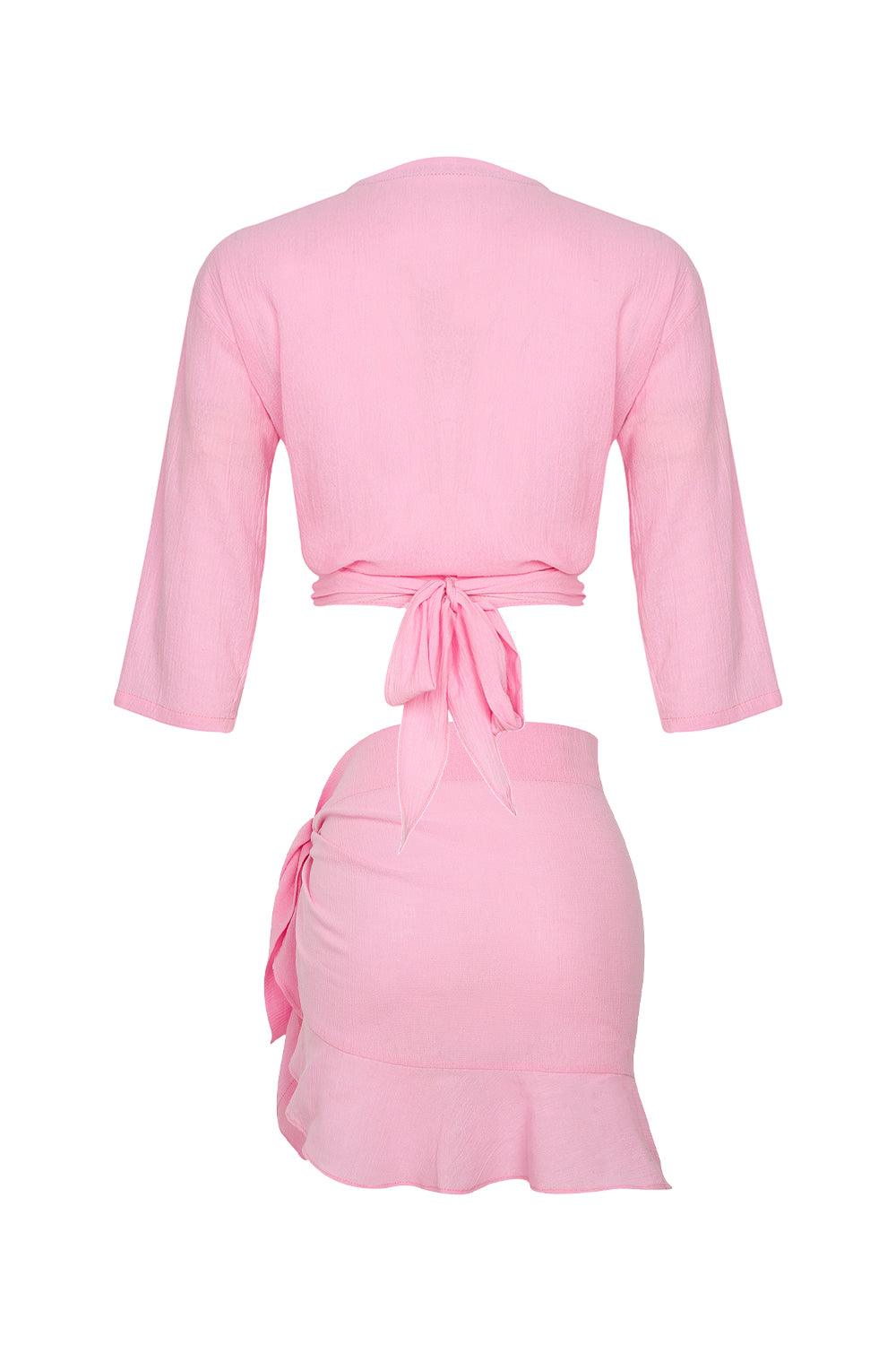 Unexpectedone-Flirt Me To The Moon Gömlek - Etek Pink-Etek-3-Milagron.com