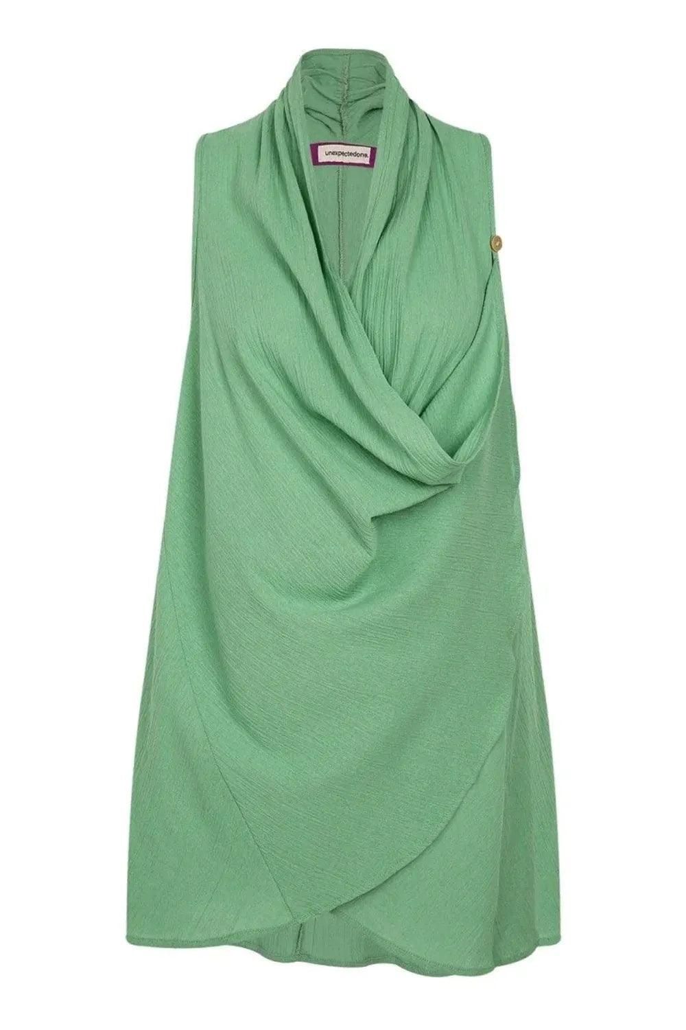 Unexpectedone-Wrapped By Waterfall Tunic - Green-Elbise-1-Milagron.com