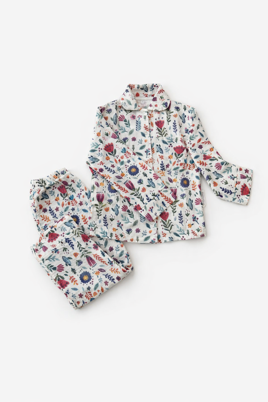 Animals Çiçek Desenli Organik Müslin Pijama Takımı