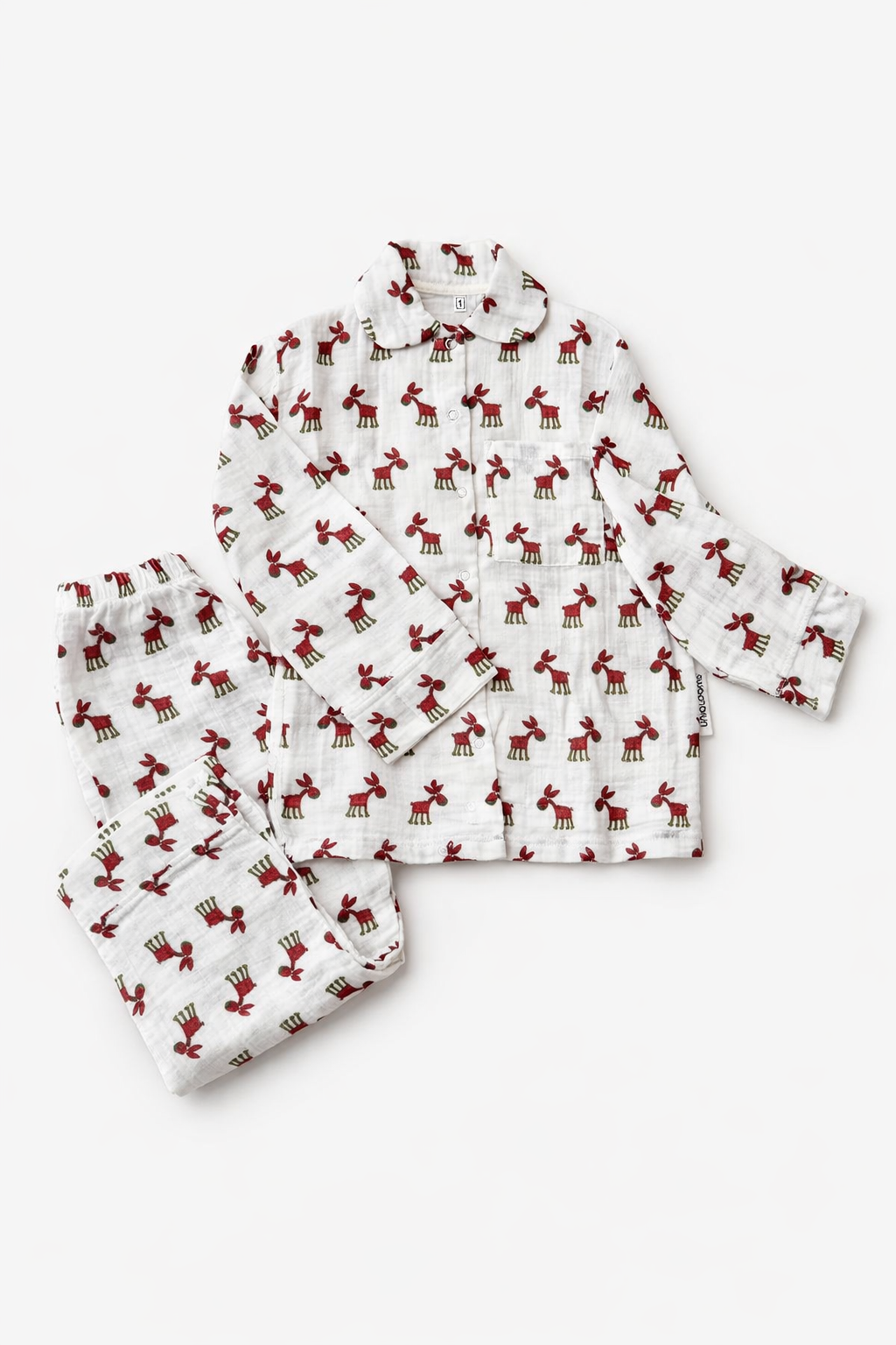 Elephant Donkey Desenli Organik Müslin Pijama Takımı