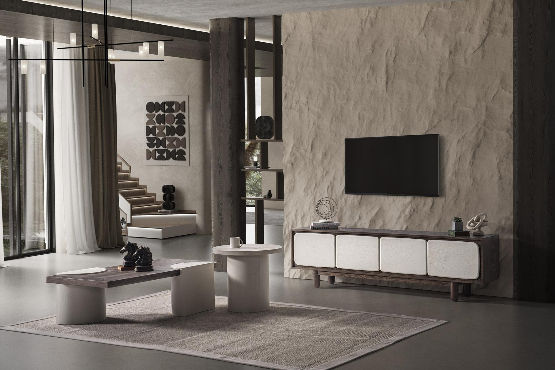 Valnott-Kapadokya Tv Sehpası-Tv Ünitesi-6-Milagron.com