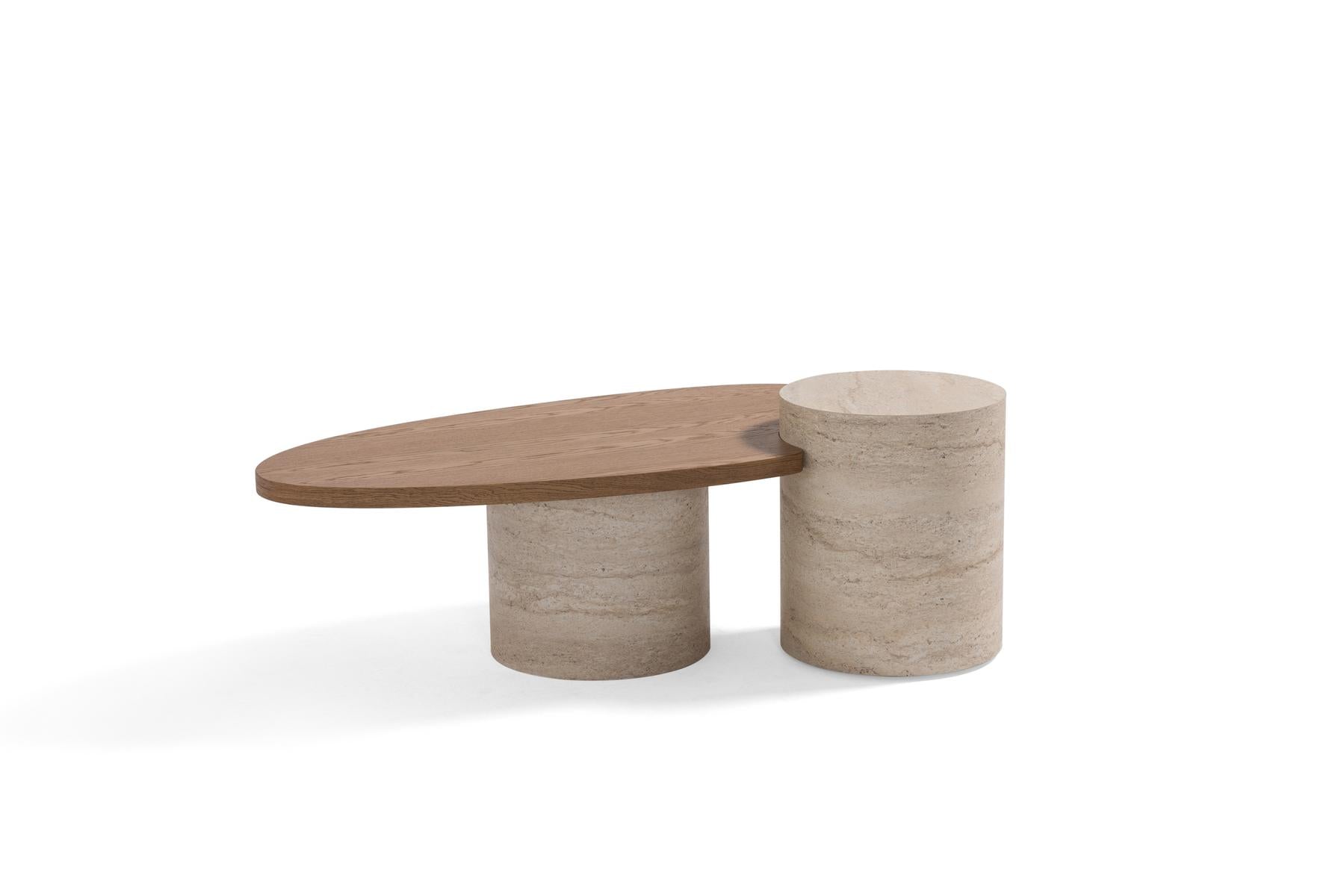 Valnott-Milano Traverten Meşe Orta Sehpa-Orta Sehpa-1-Milagron.com