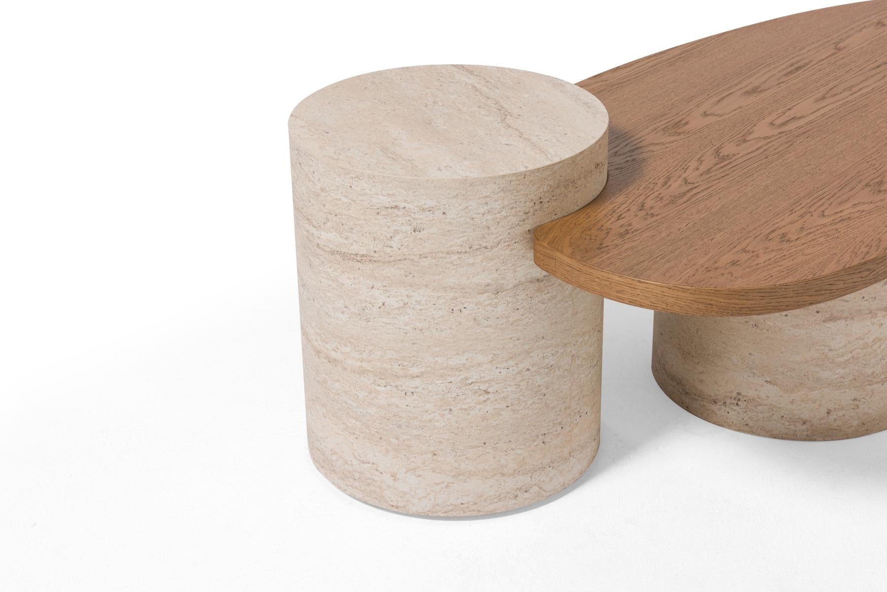 Valnott-Milano Traverten Meşe Orta Sehpa-Orta Sehpa-3-Milagron.com