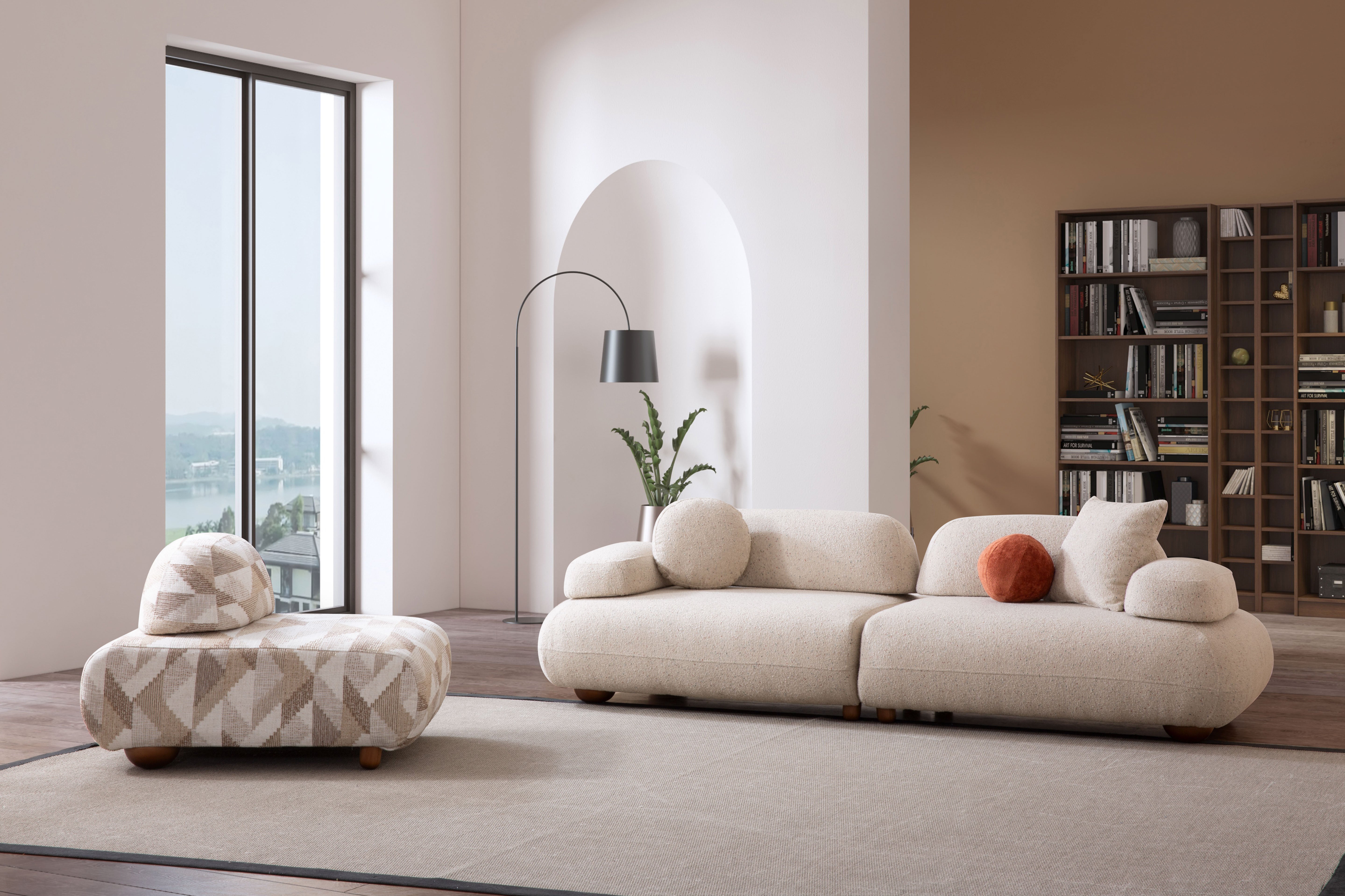 Valnott-Pera 3'lü Koltuk-Koltuk & Berjer-4-Milagron.com