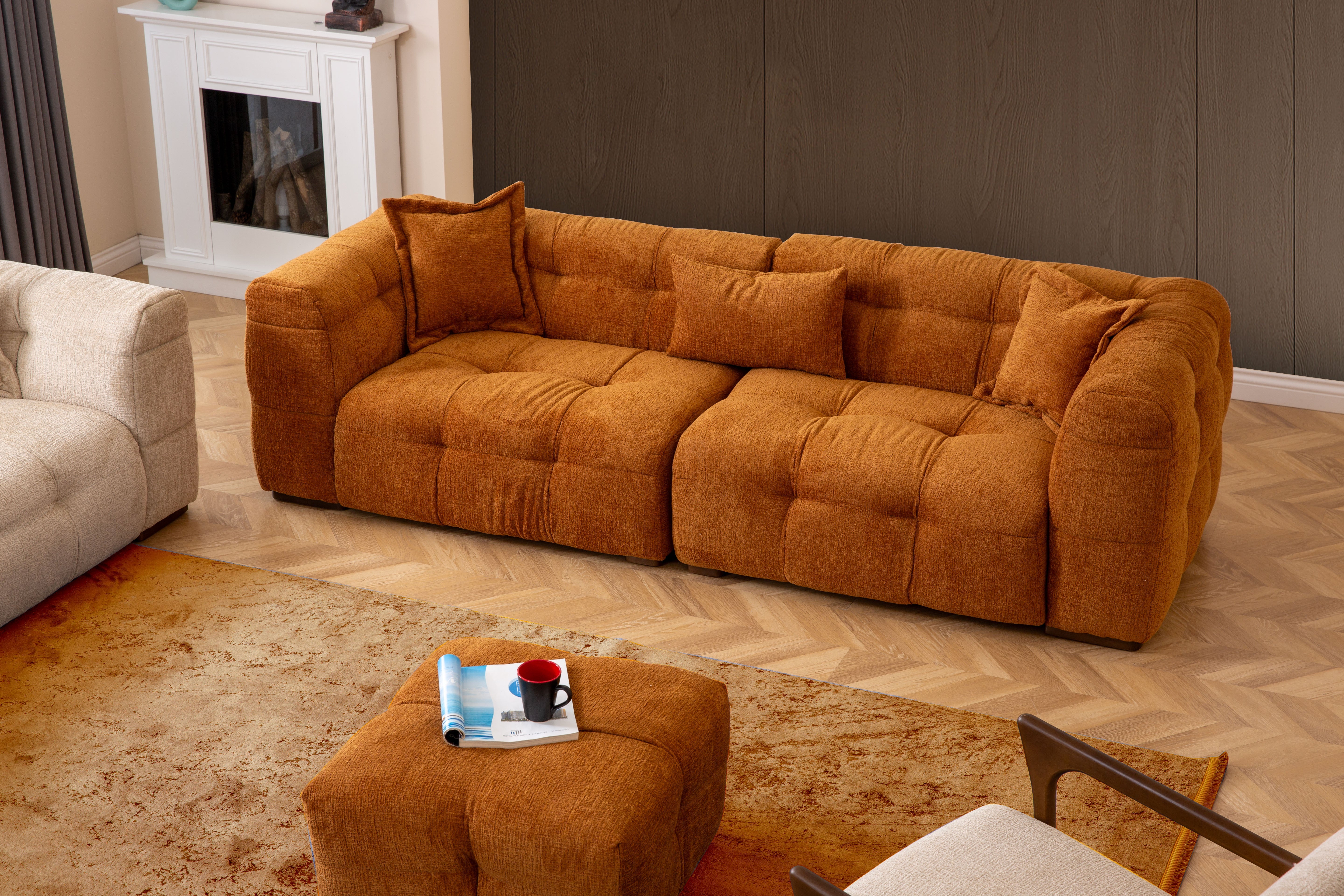 Valnott-Puffy 3'lü Koltuk-Koltuk & Berjer-10-Milagron.com