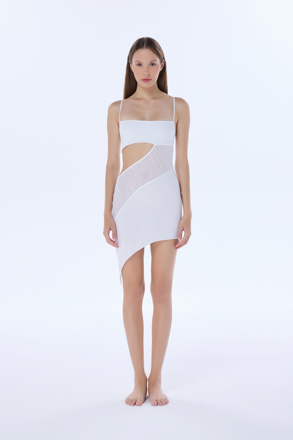 Valnue Lingerie-Frankie Beyaz Dantel Asimetrik Gecelik-Gecelik-2-Milagron.com