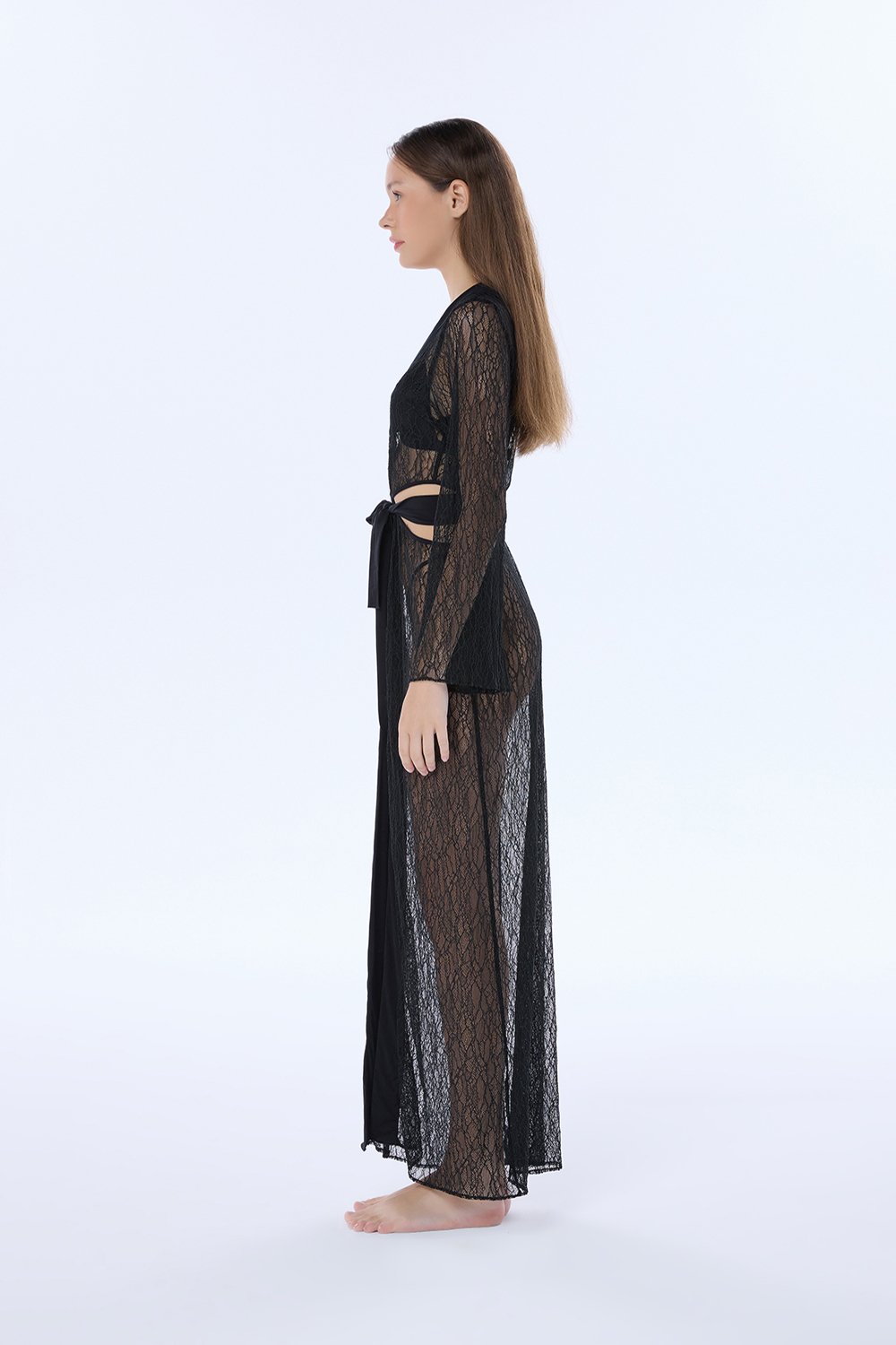 Valnue Lingerie-Gloria Siyah Dantel Sabahlık-Sabahlık-3-Milagron.com