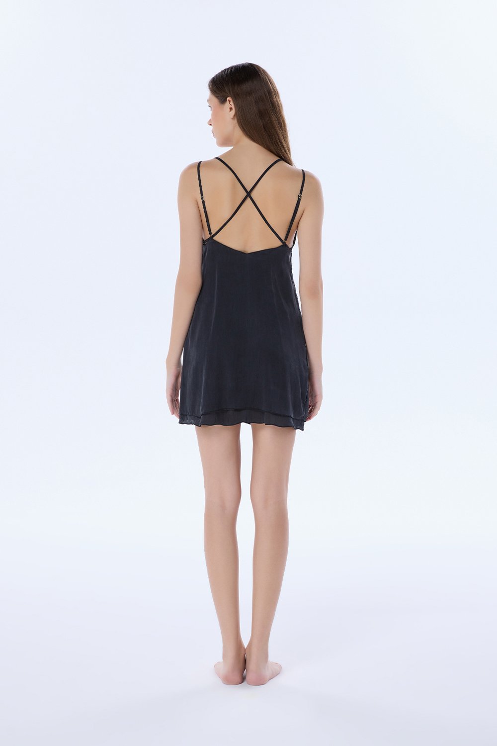 Valnue Lingerie-Nancy Füme İpek Elbise-Gecelik-6-Milagron.com