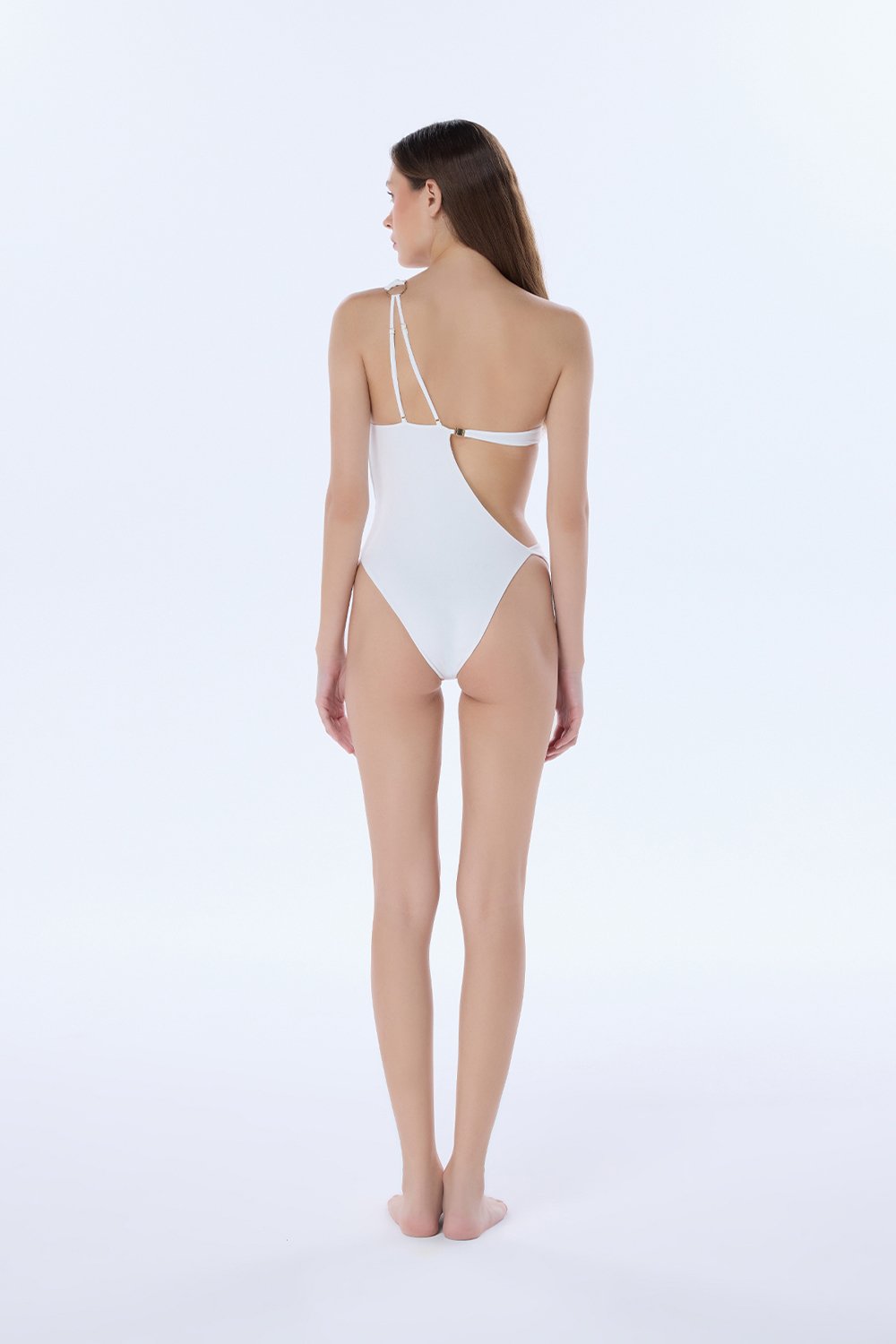Valnue Lingerie-Siena Beyaz Tek Omuz Asimetrik Mayo-Bikini & Mayo-6-Milagron.com