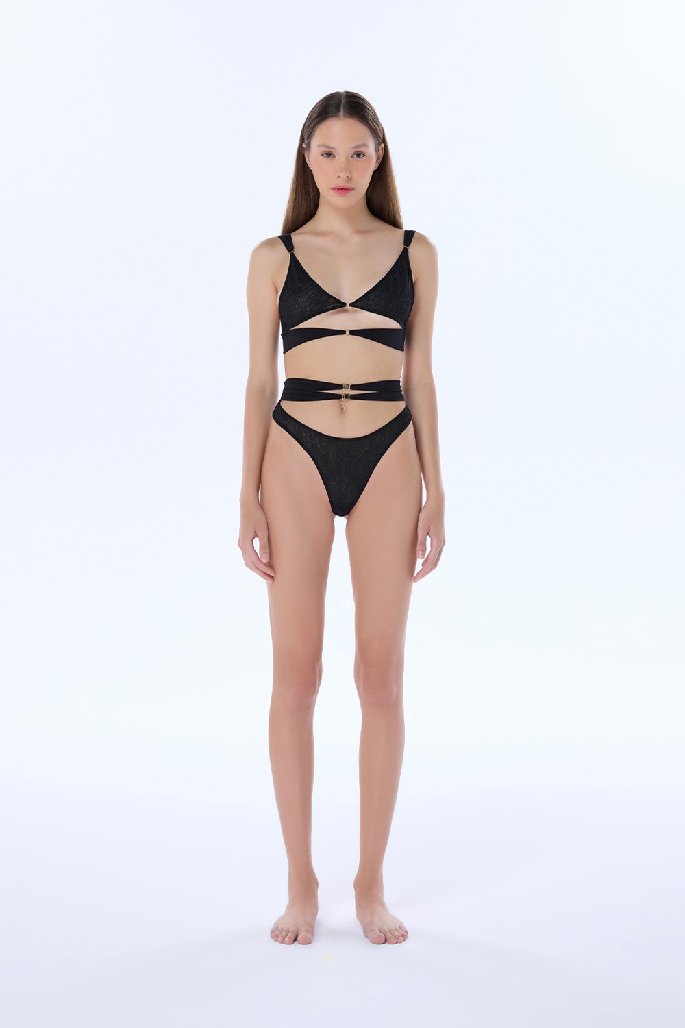 Valnue Lingerie-Victoria Siyah Yüksel Bel Kemerli Dantel Tanga-Tanga-3-Milagron.com