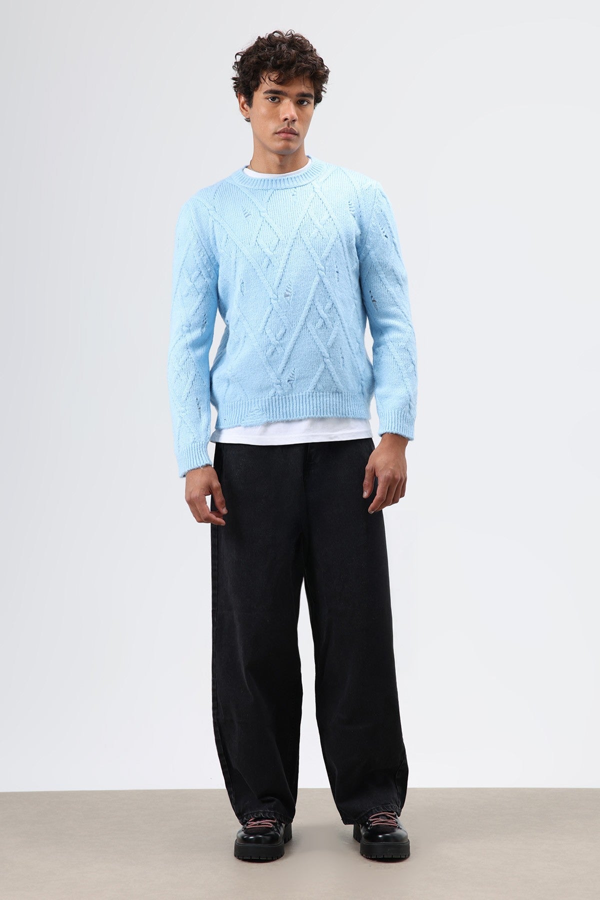 Oversize Desenli Triko Kazak