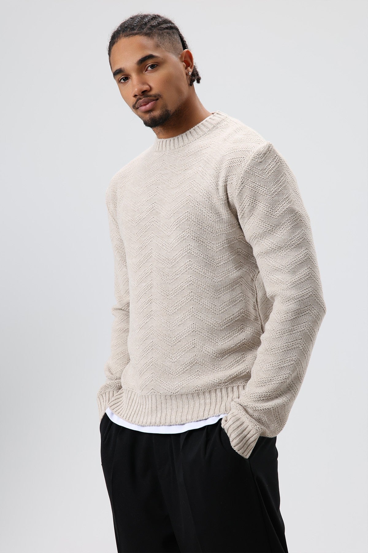 Bisiklet Yaka Oversize Triko Kazak