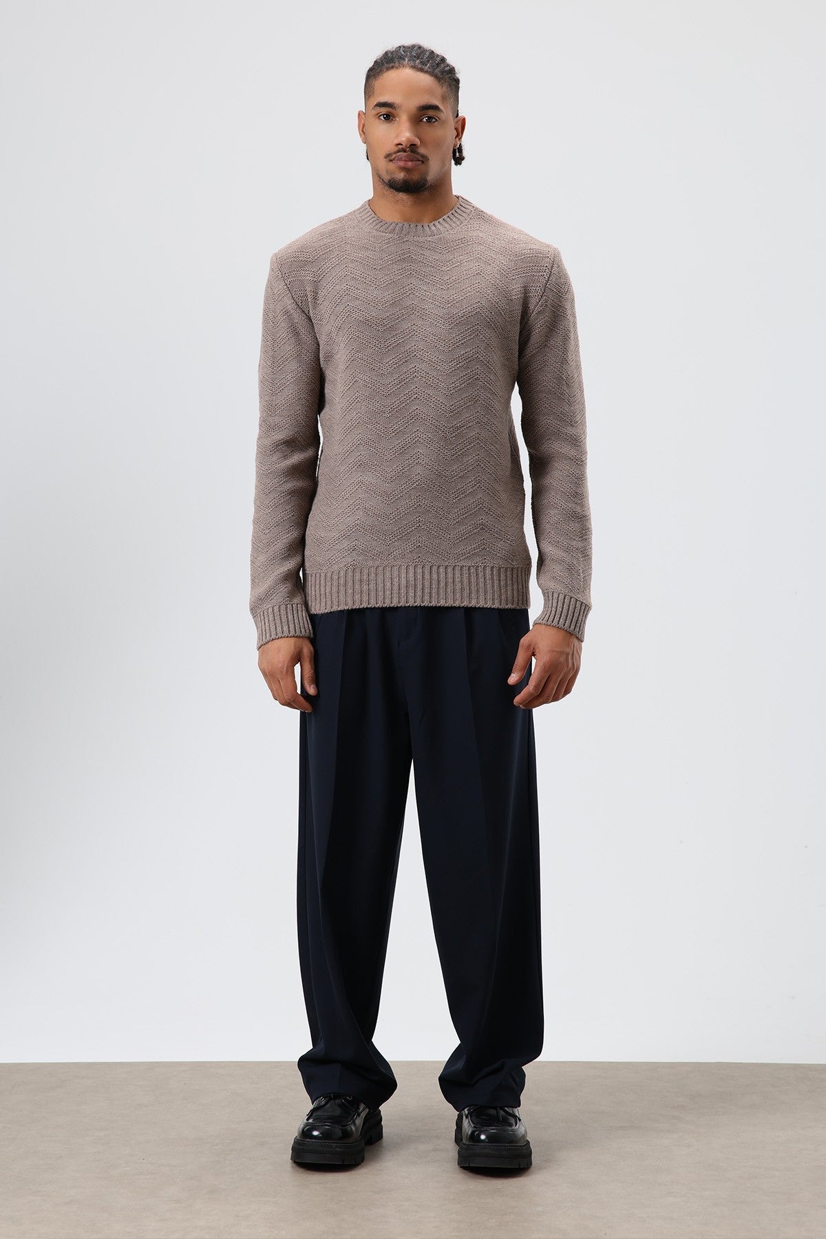 Bisiklet Yaka Oversize Triko Kazak