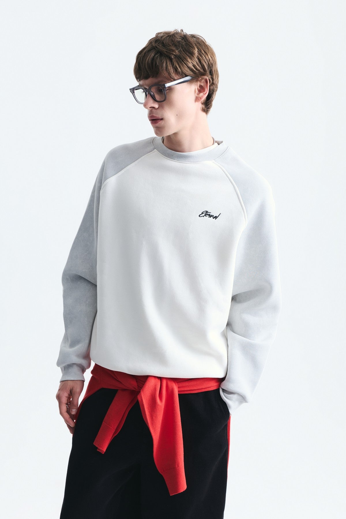 Blok Renkli Bisiklet Yaka Sweatshirt