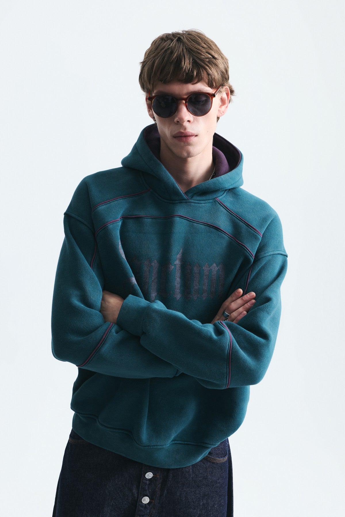 Boxy Fit Baskılı Kapüşonlu Sweatshirt