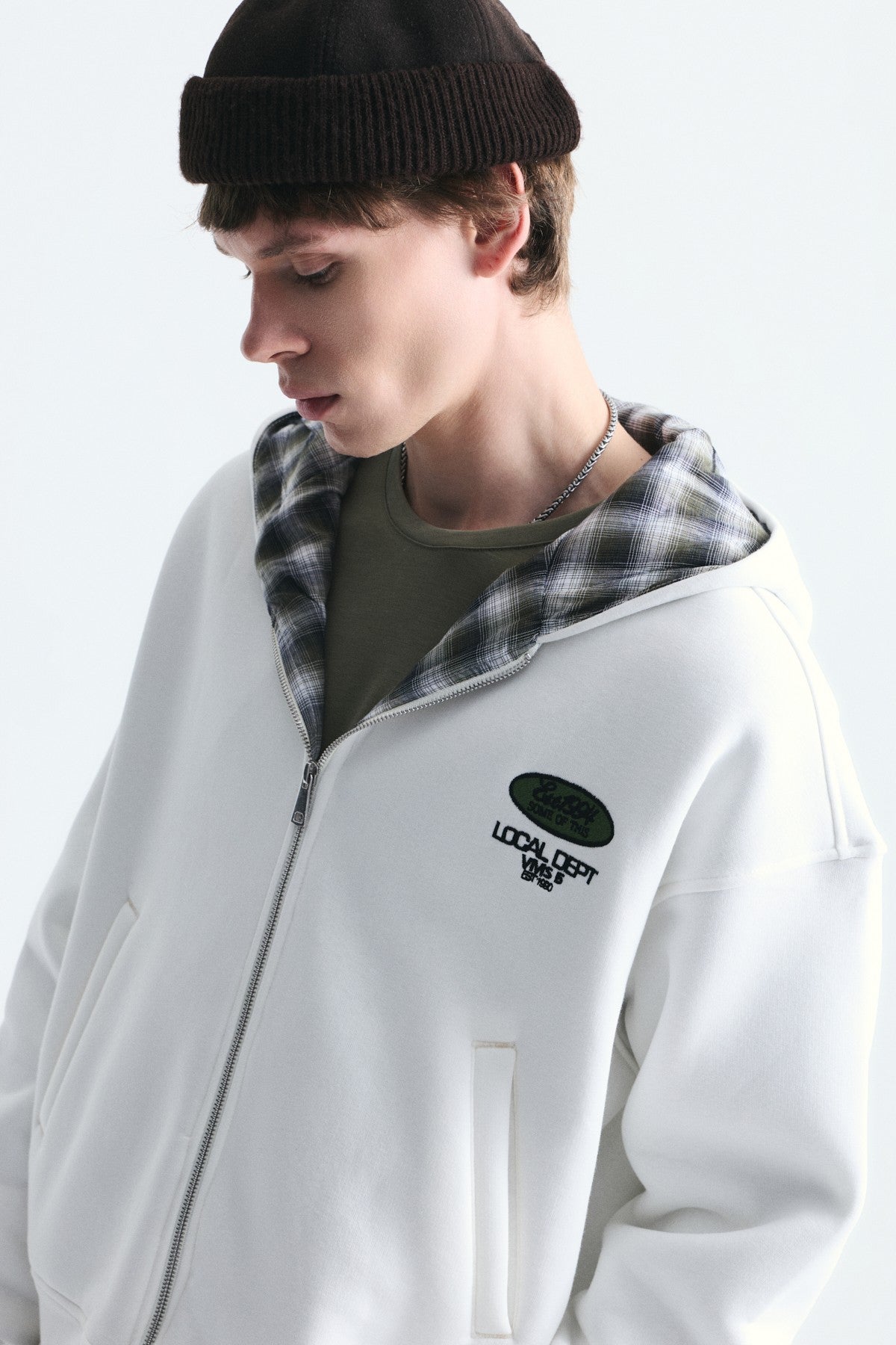 Boxy Fit Fermuarlı Kapüşonlu Sweatshirt