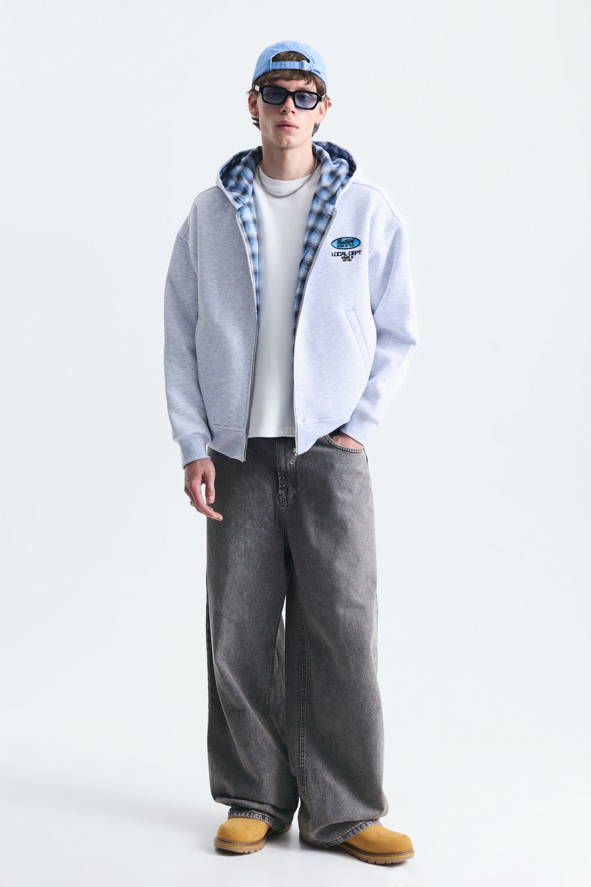 Boxy Fit Fermuarlı Kapüşonlu Sweatshirt