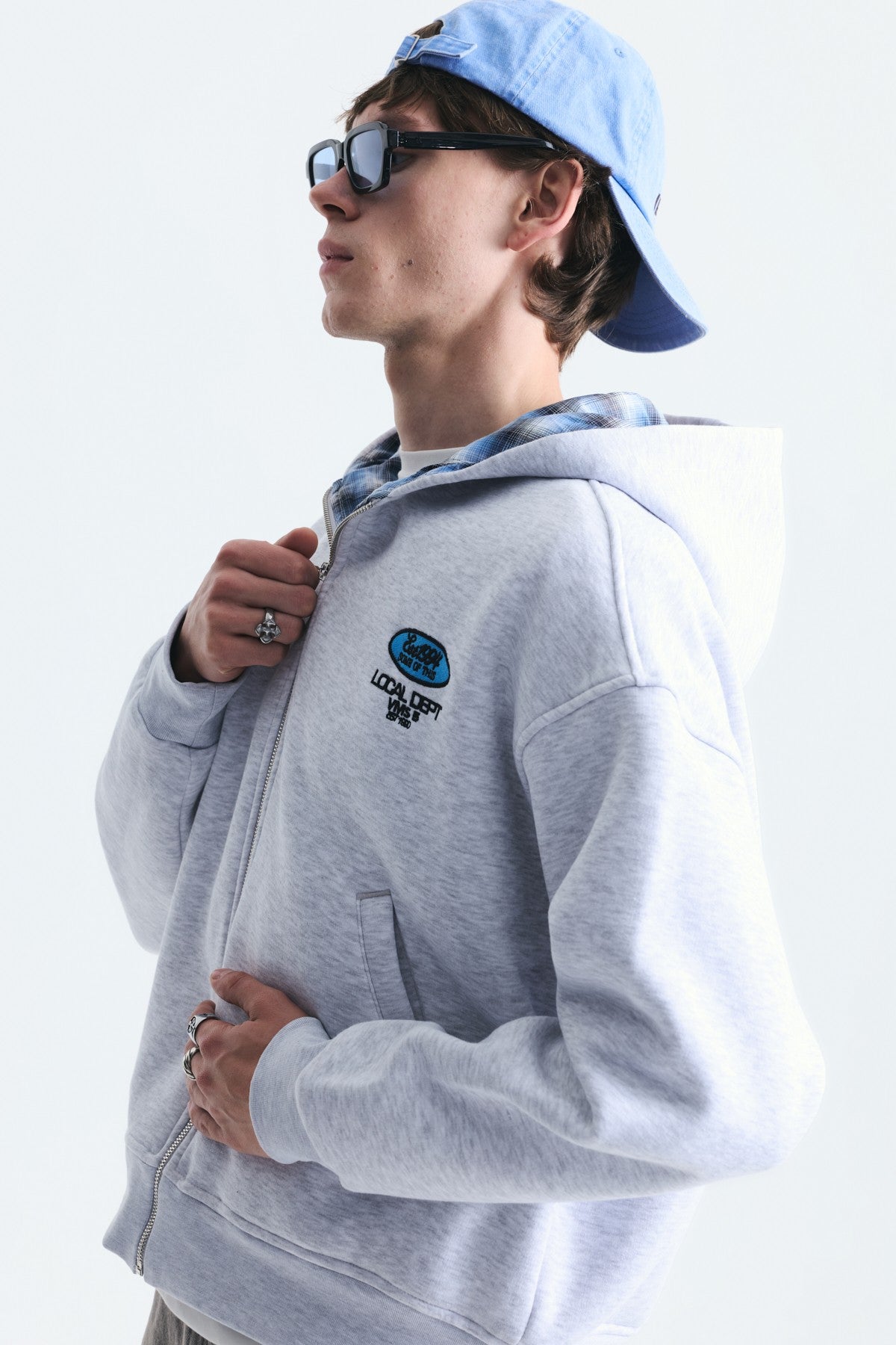 Boxy Fit Fermuarlı Kapüşonlu Sweatshirt