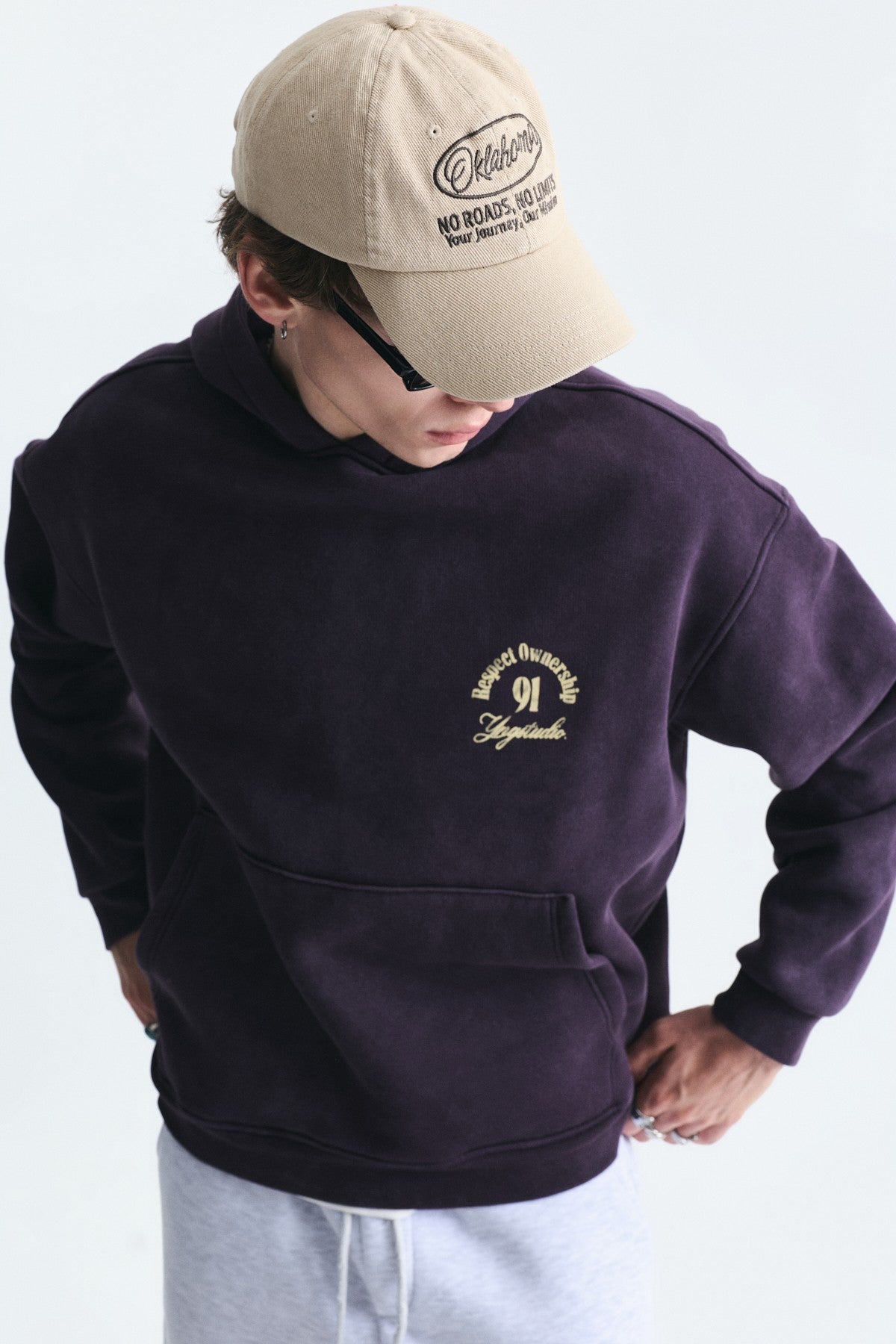 Boxy Fit Yazılı Kapüşonlu Sweatshirt