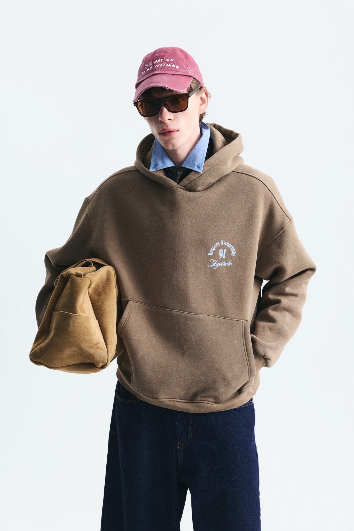 Boxy Fit Yazılı Kapüşonlu Sweatshirt