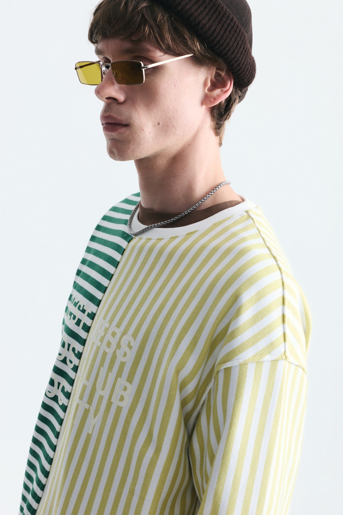 Çift Renk Çizgili Sweatshirt