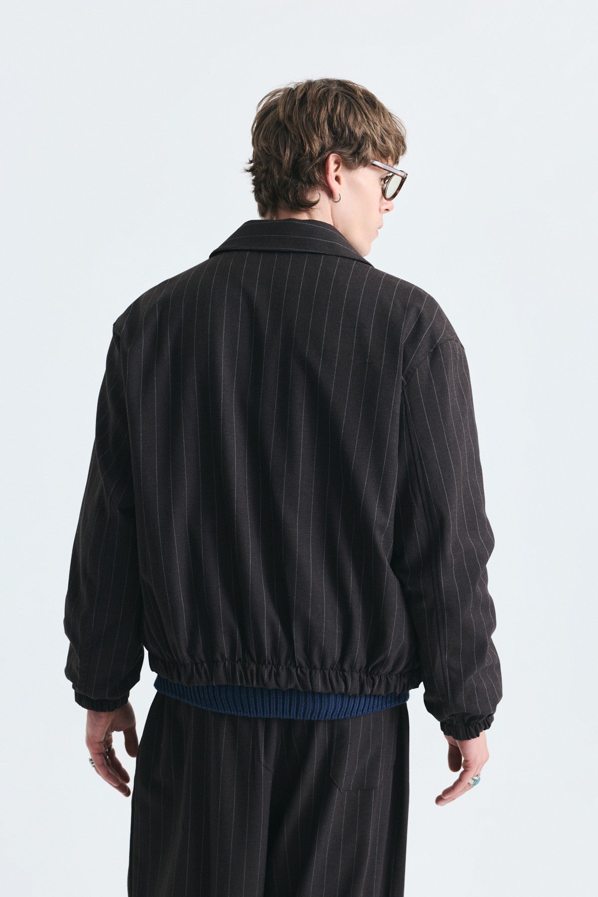 Oversize Çizgili Ceket Takım