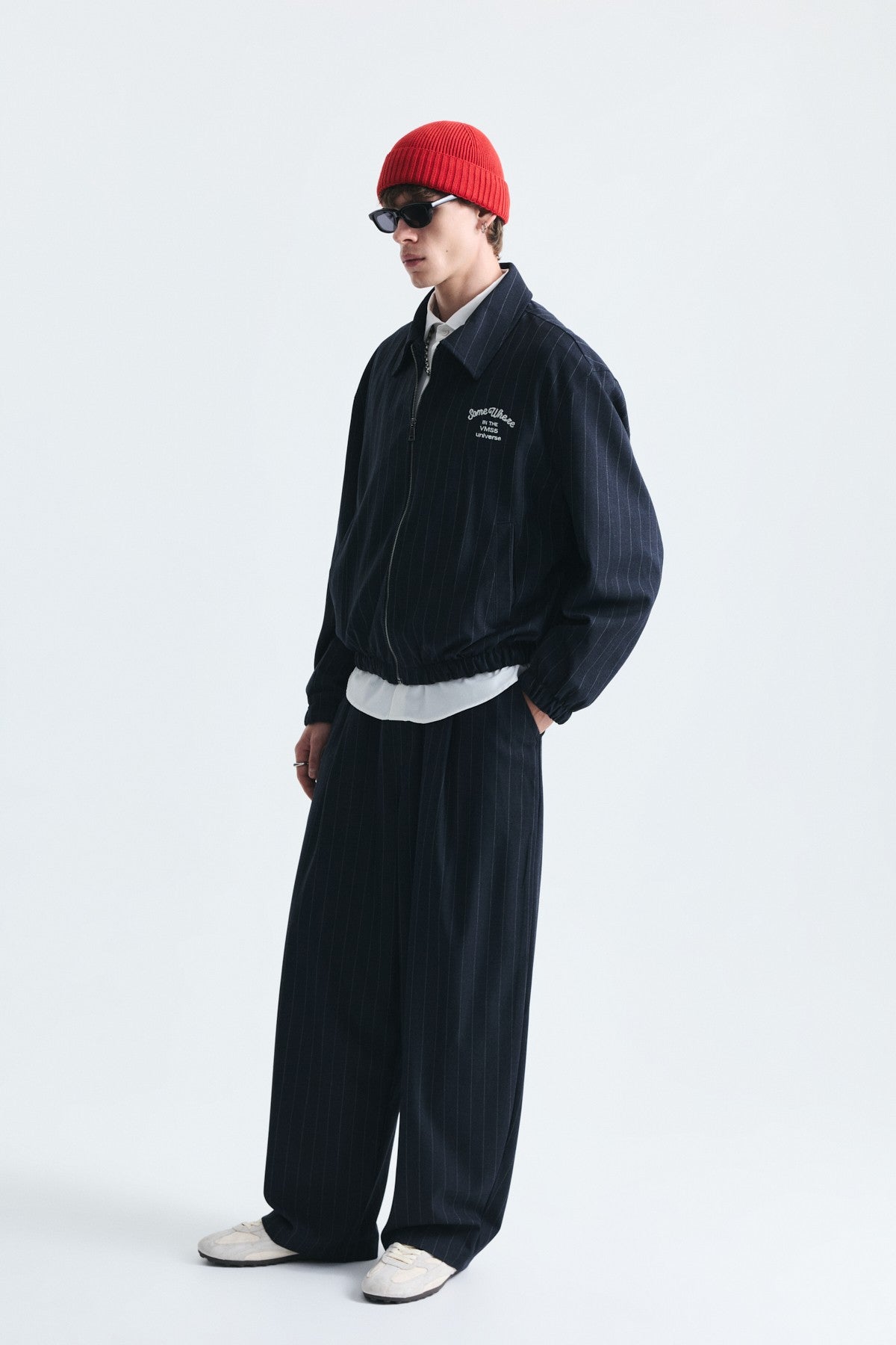 Oversize Çizgili Ceket Takım