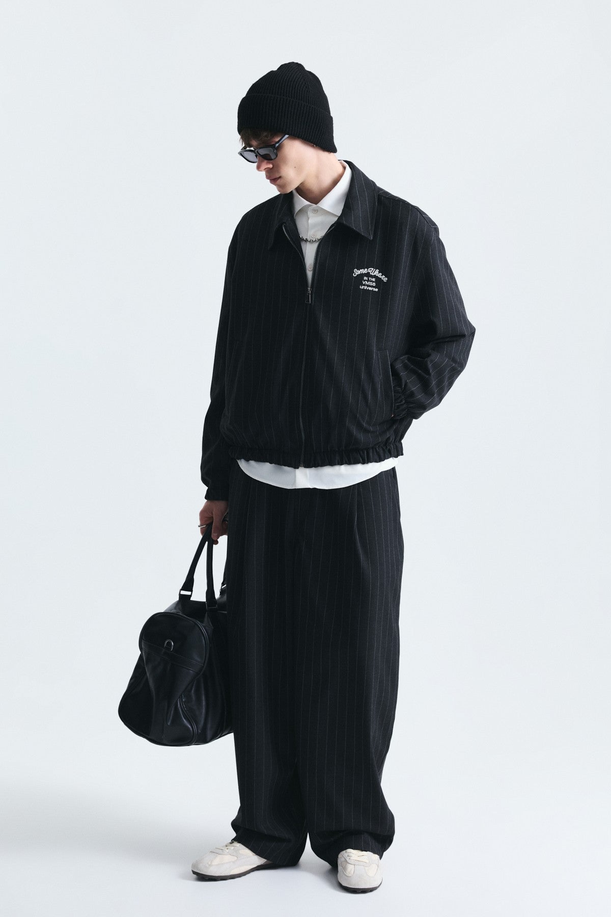 Oversize Çizgili Ceket Takım