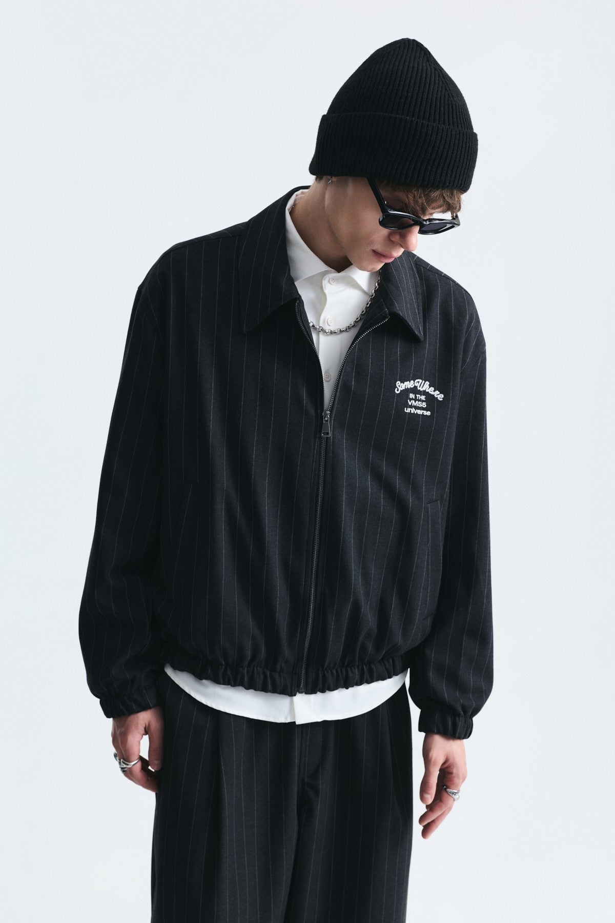 Oversize Çizgili Ceket Takım