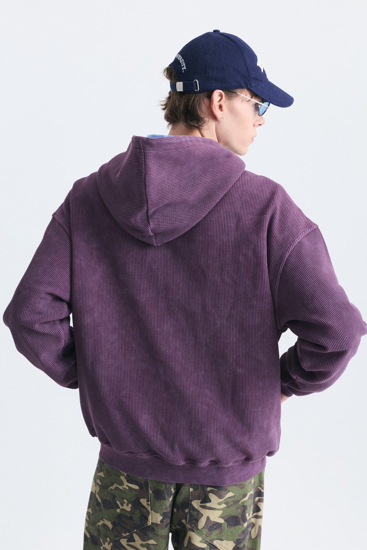 Dokulu Fermuarlı Kapüşonlu Sweatshirt