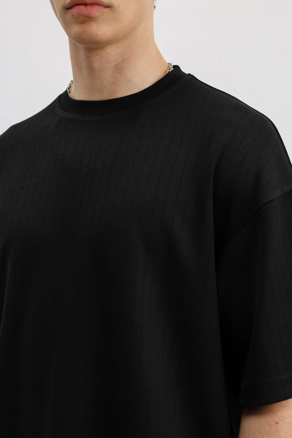 Fitilli Dokulu Oversize Tişört