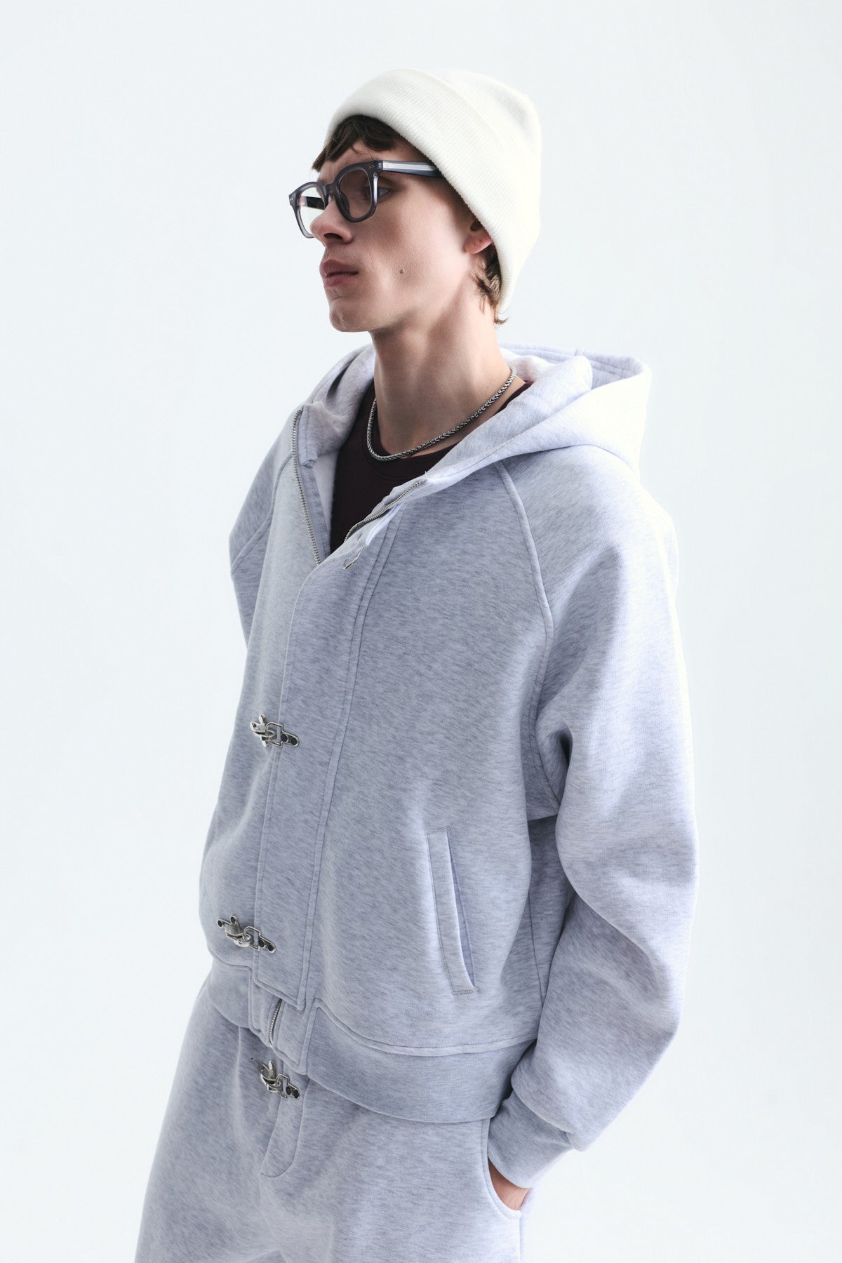 Oversize Klips Kapama Sweatshirt Takım