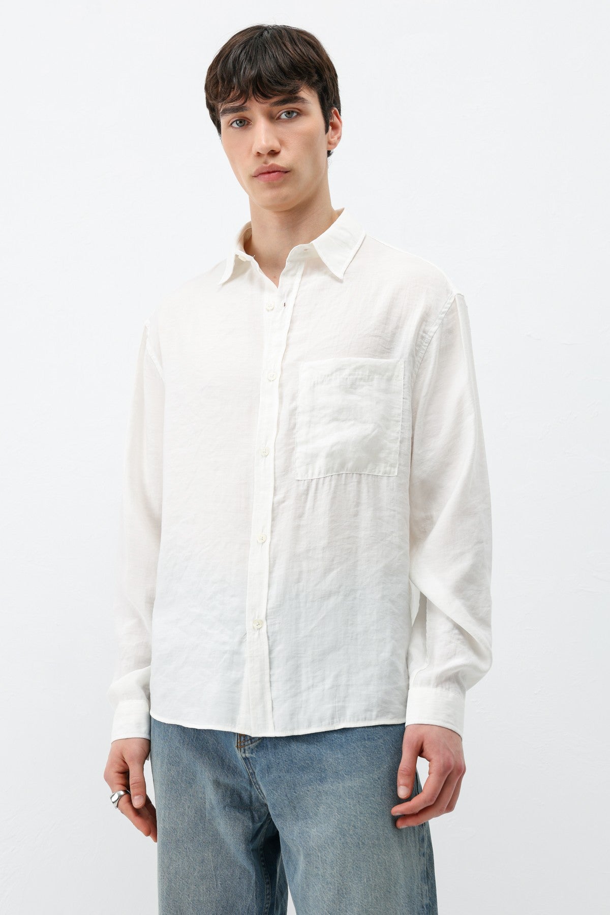 Modal Kumaş Cepli Oversize Gömlek