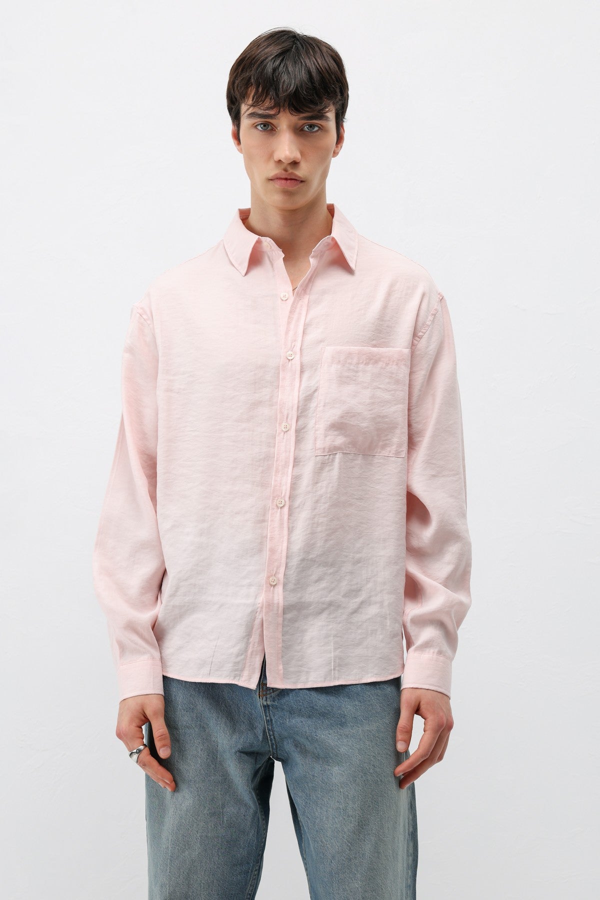 Modal Kumaş Cepli Oversize Gömlek