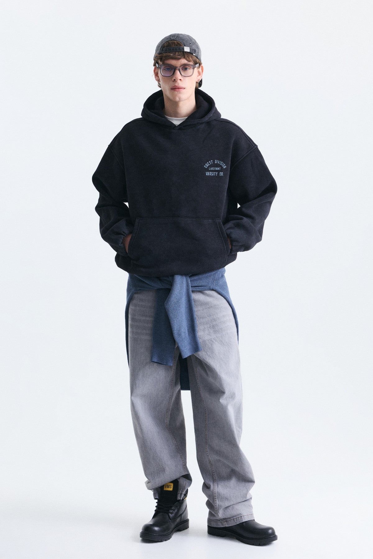 Oversize Baskılı Kapüşonlu Sweatshirt