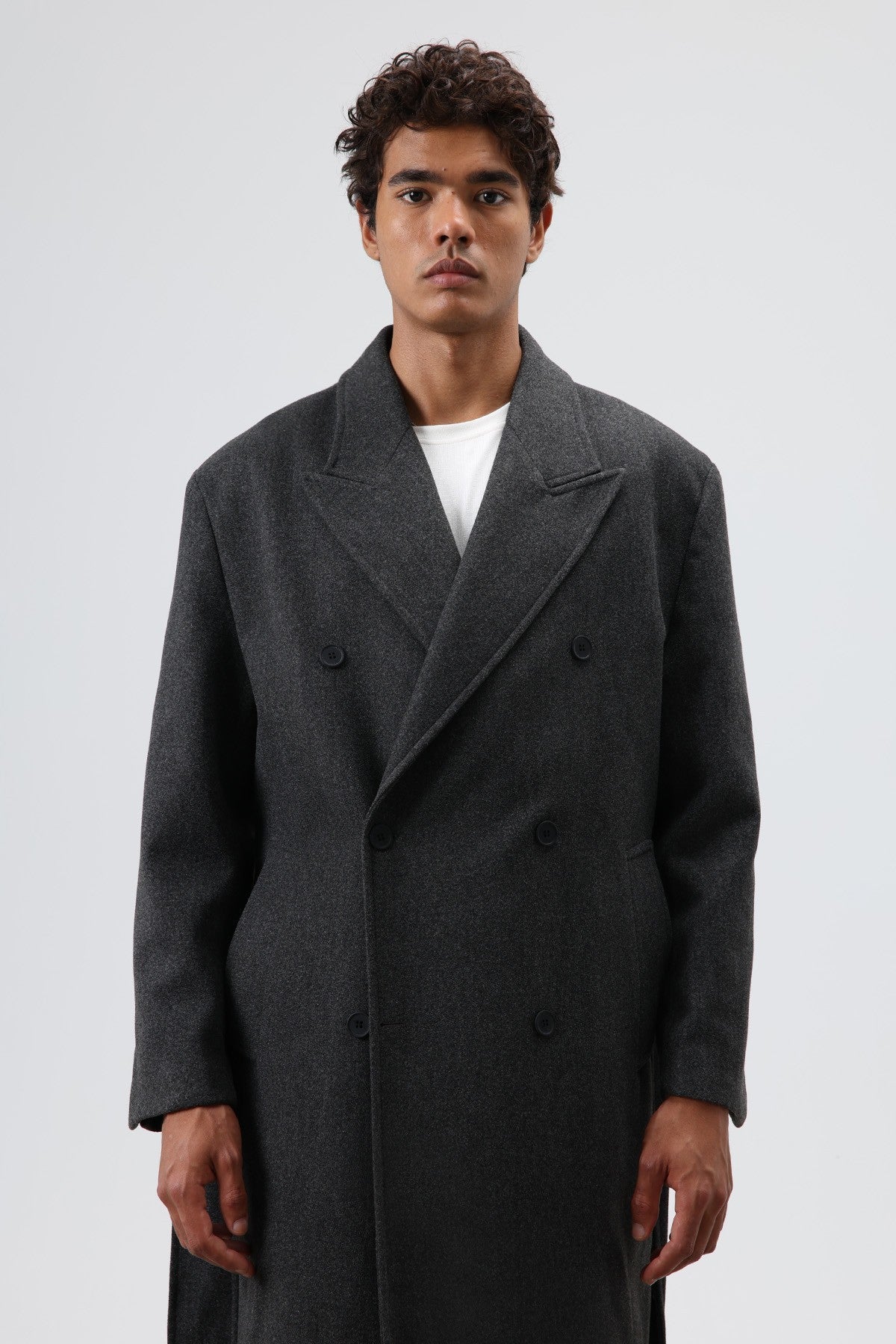 Oversize Kruvaze Kaşe Kaban