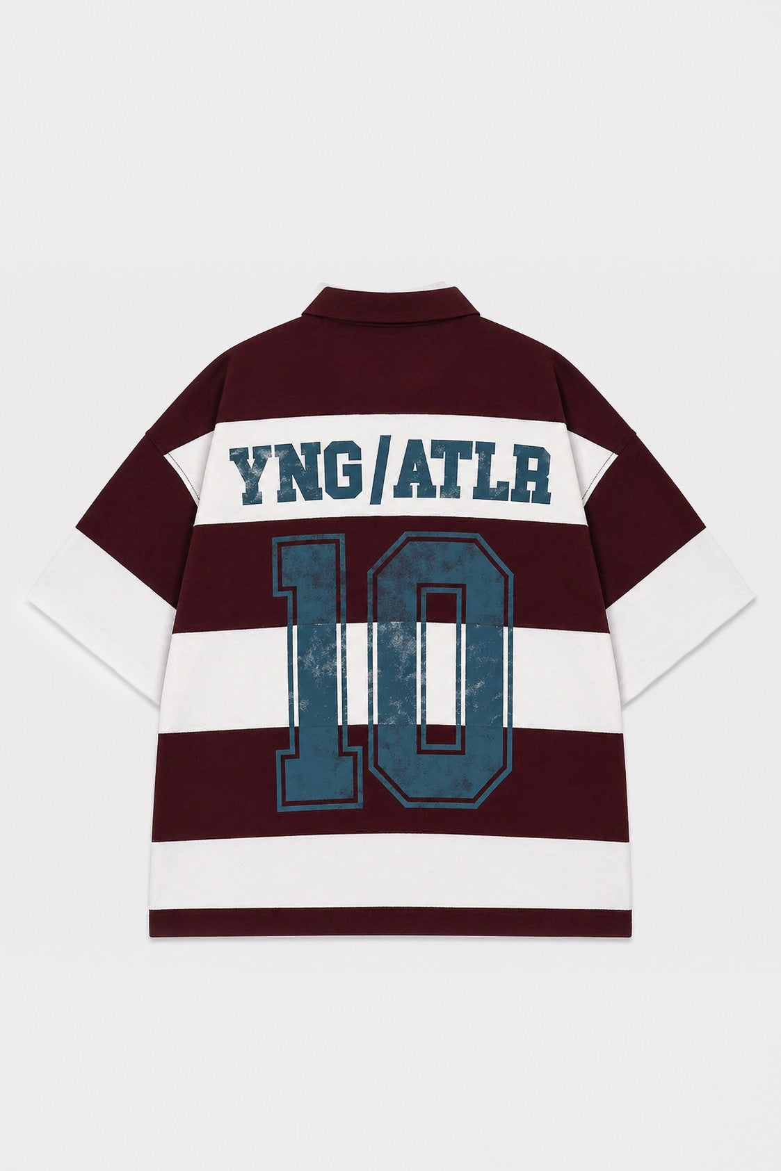 Oversize Rugby Yaka Çizgili Tişört