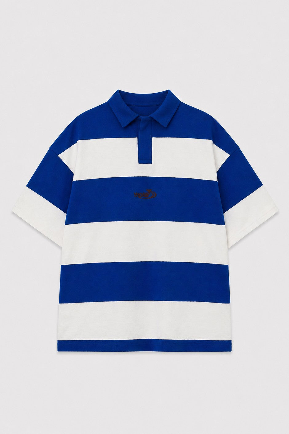Oversize Rugby Yaka Çizgili Tişört