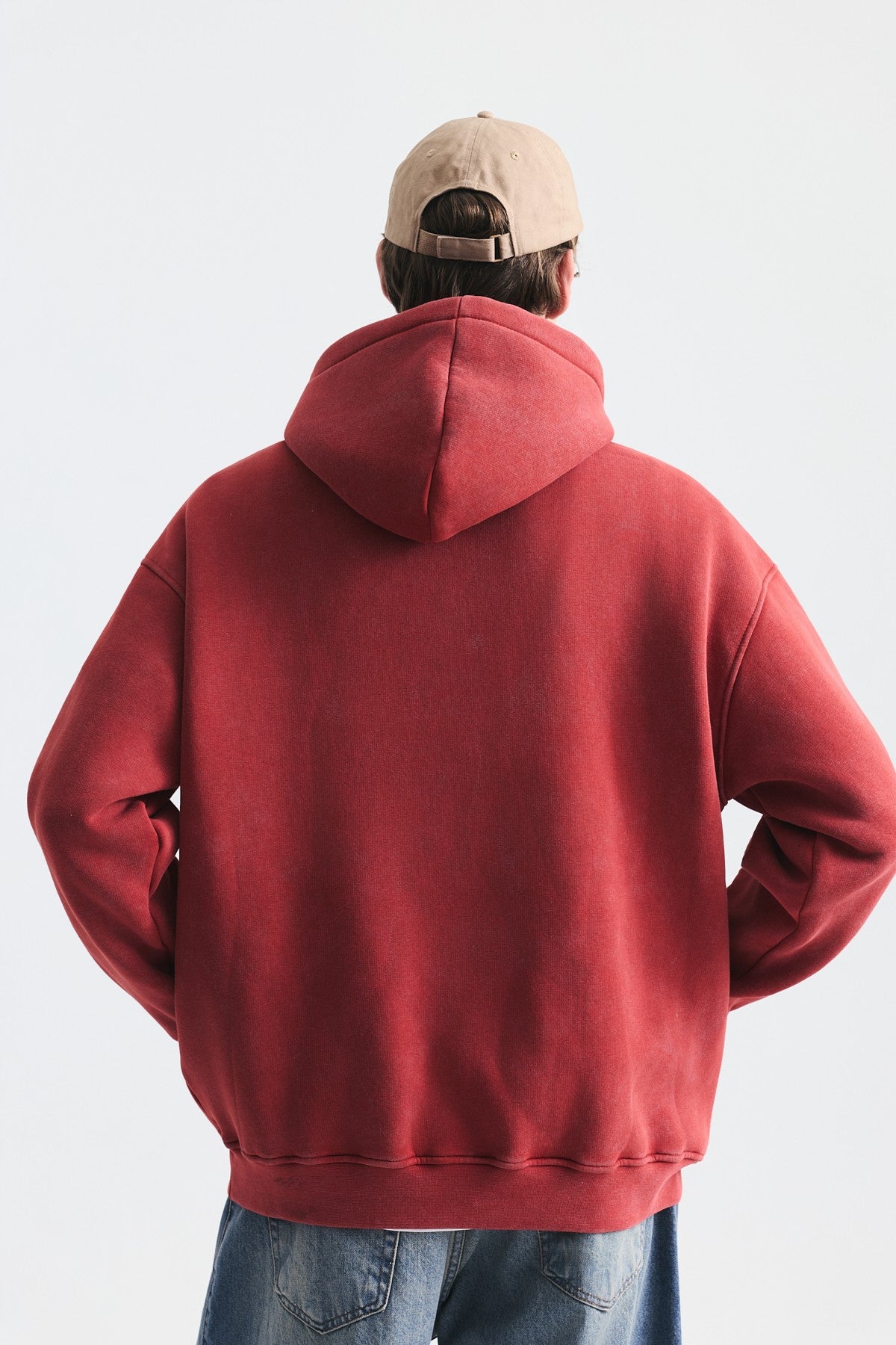 Oversize Yıkamalı Kapüşonlu Sweatshirt