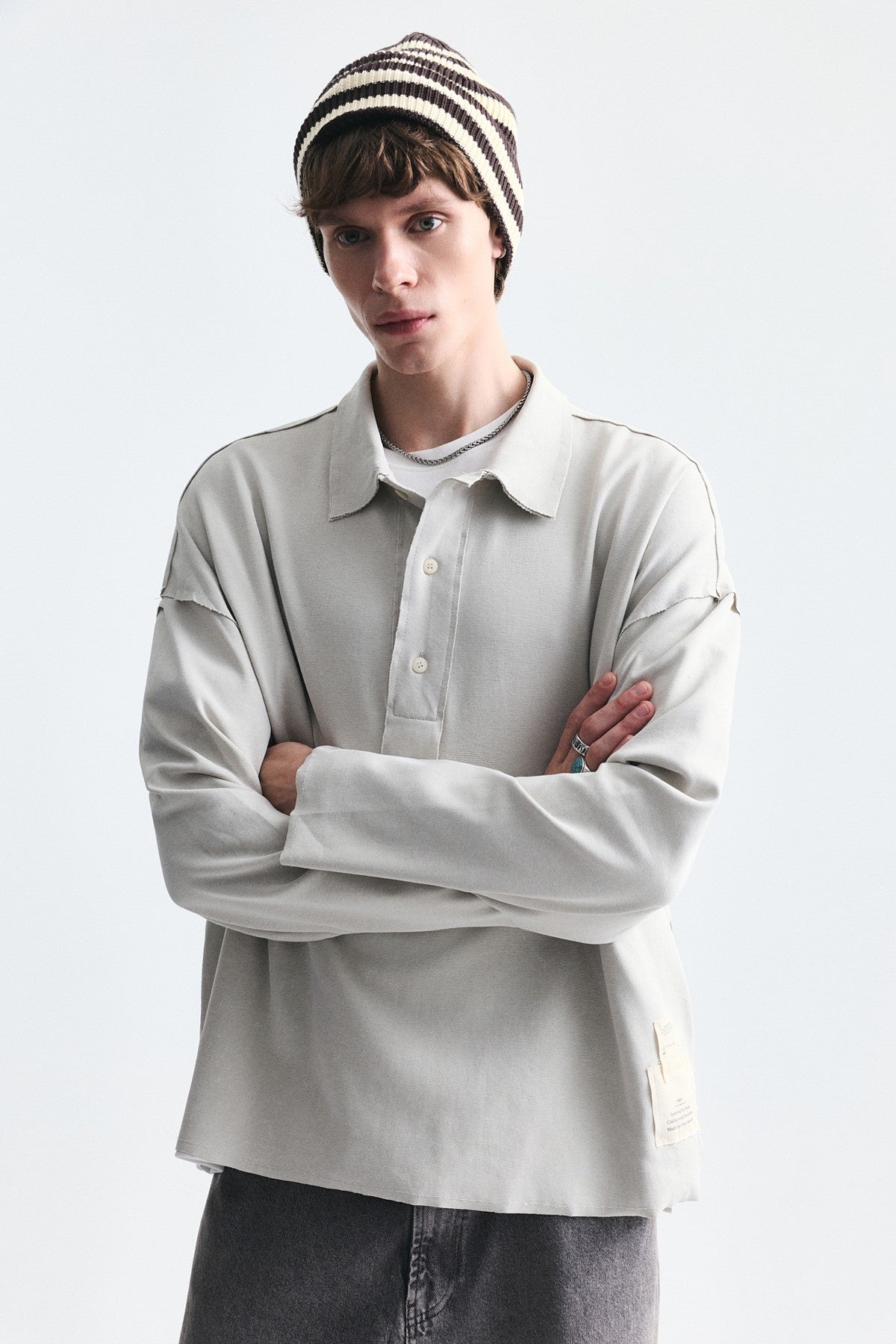 Relax Fit Polo Yaka Sweatshirt